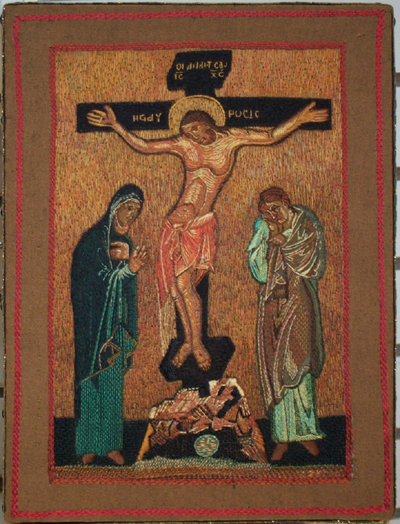 Christus aan het kruis met heiligen
